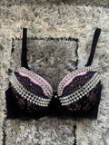 Pink and Black Y2K (no cross) Spiked push up bra