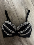 Triple Spiked black Y2K (without cross) push up bra