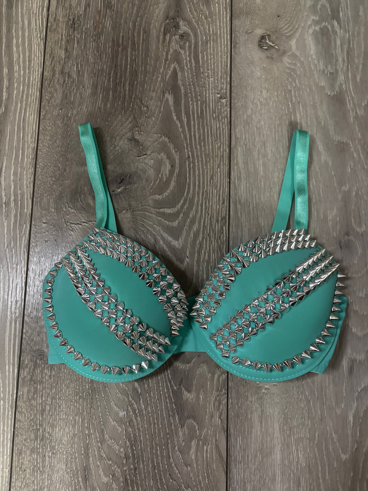 The Turquoise Crossover (no cross) (no stars) Spiked Push up Bra