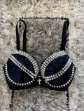 The Dark Blue Y2K Crossover  (with cross) (no stars) Spiked push up bra