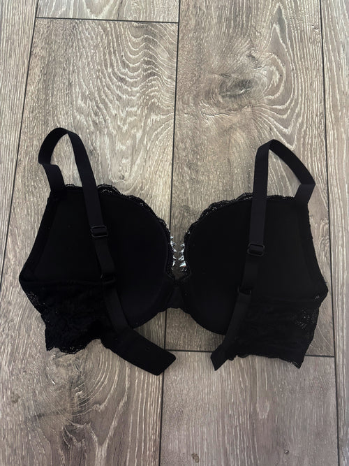(More sizes) black Y2K single strip (with cross) spiked push up bra