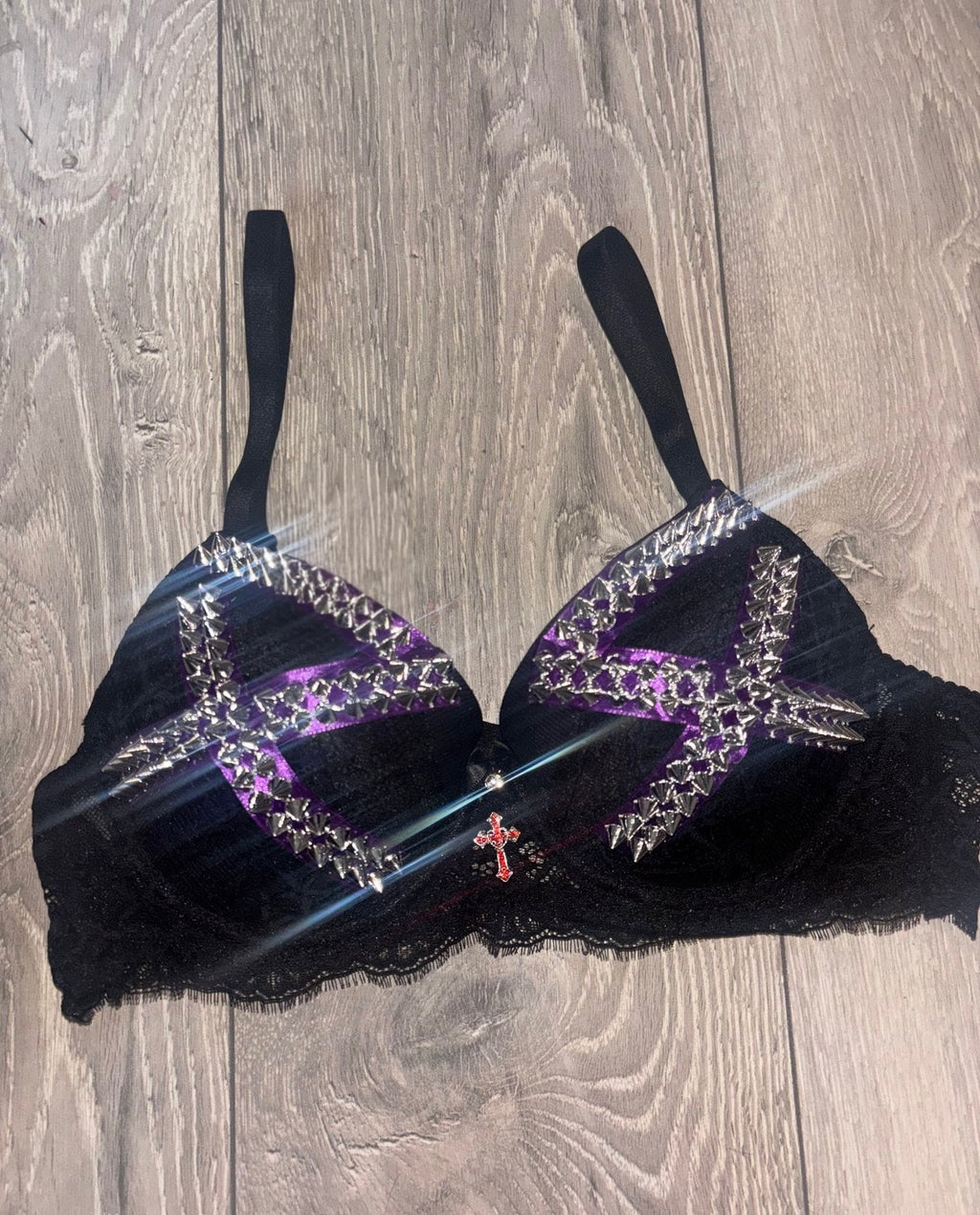 Violet Venom Spiked (with cross) push up bra