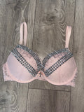 (More sizes) Light Pink Y2K Spiked push up bra (with cross)