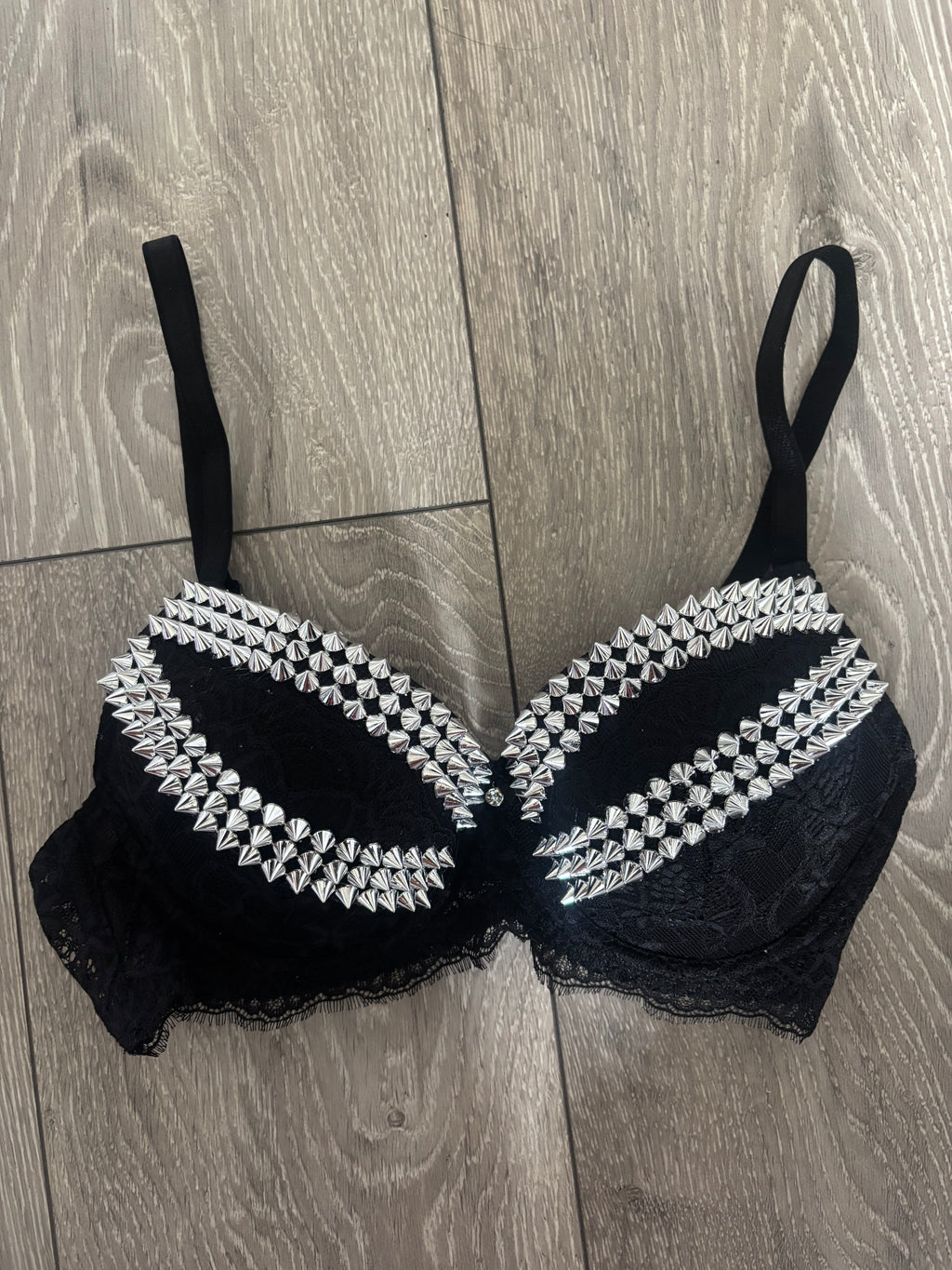 Black Y2K (no cross) Spiked push up bra