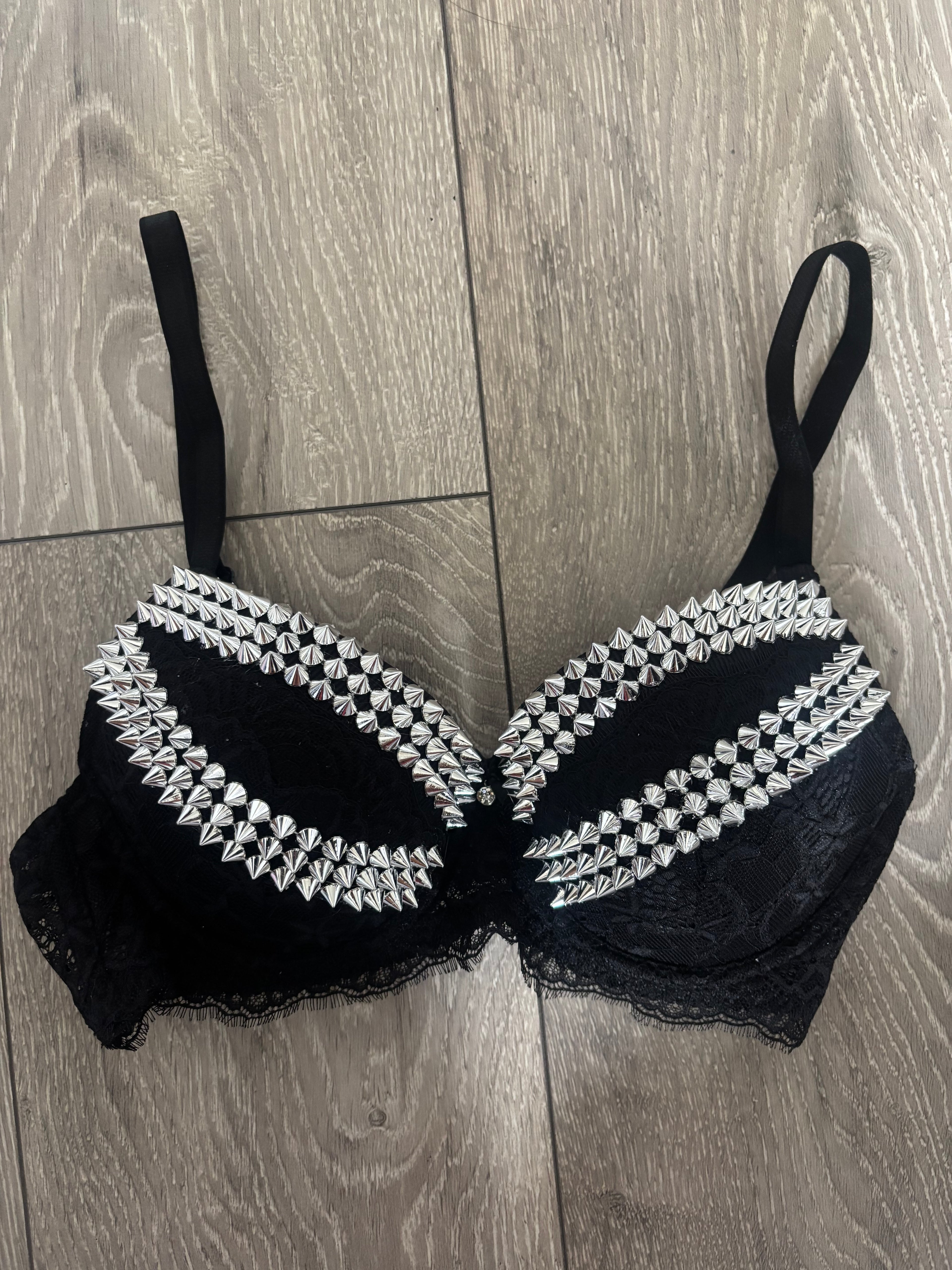 Black Y2K (no cross) Spiked push up bra