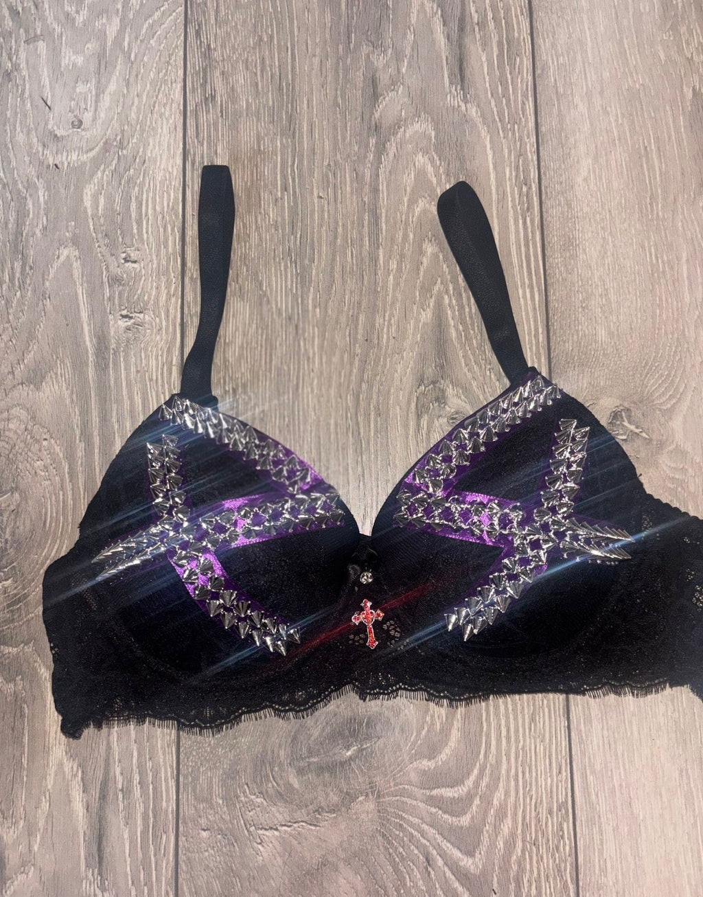 Violet Venom Spiked (with cross) push up bra
