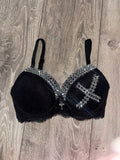 Black Single X Spiked (with cross) push up bra