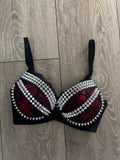 The Red Crossover (no cross) (no stars) Spiked Push up Bra