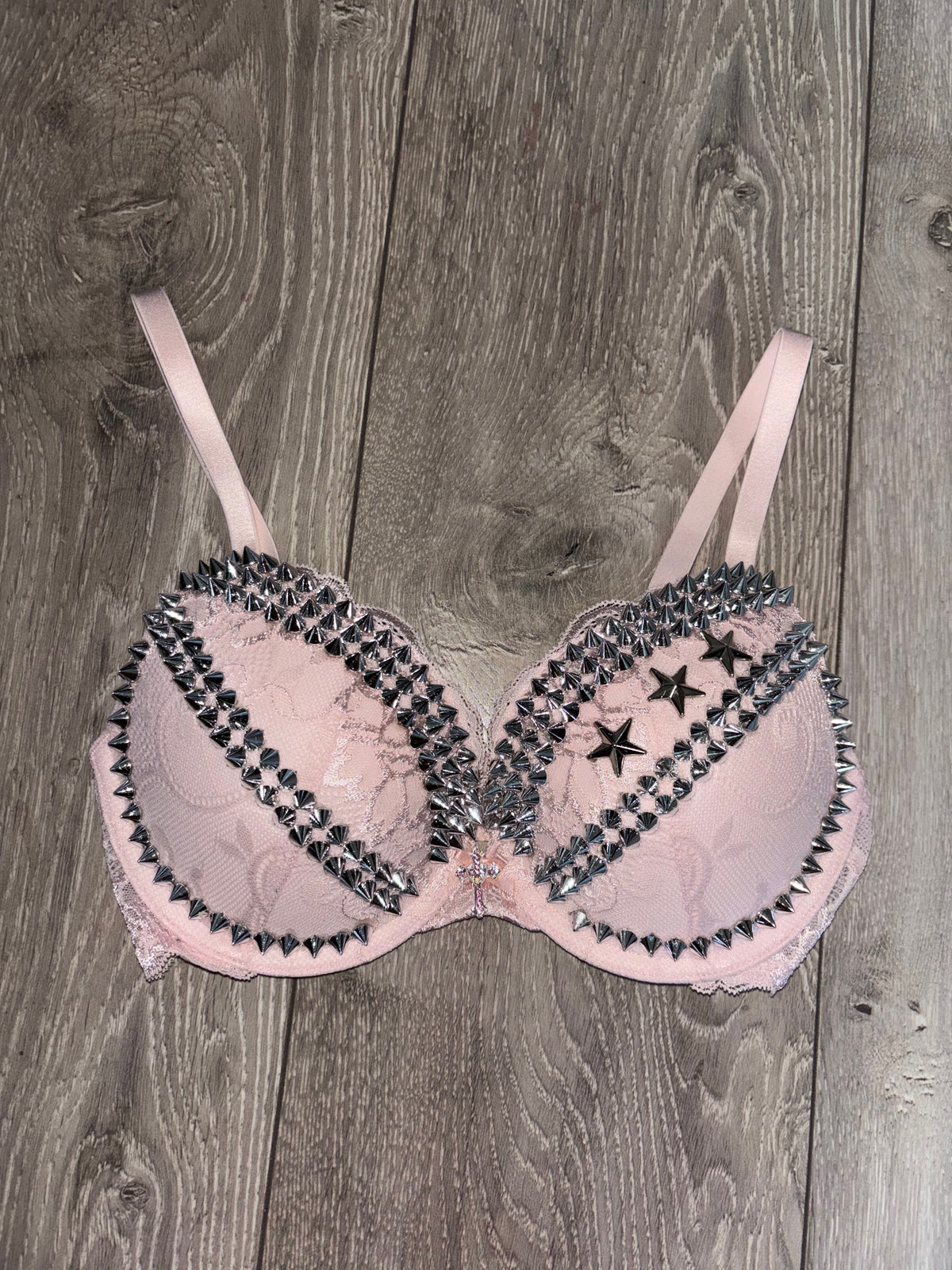 The Light Pink Crossover Spiked (more sizes) (with cross) Push Up Bra