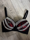 Red Bat Adjustable Pin Spiked (no cross) Push up Bra