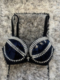 Dark blue Y2K crossover (with cross) Spiked push up bra