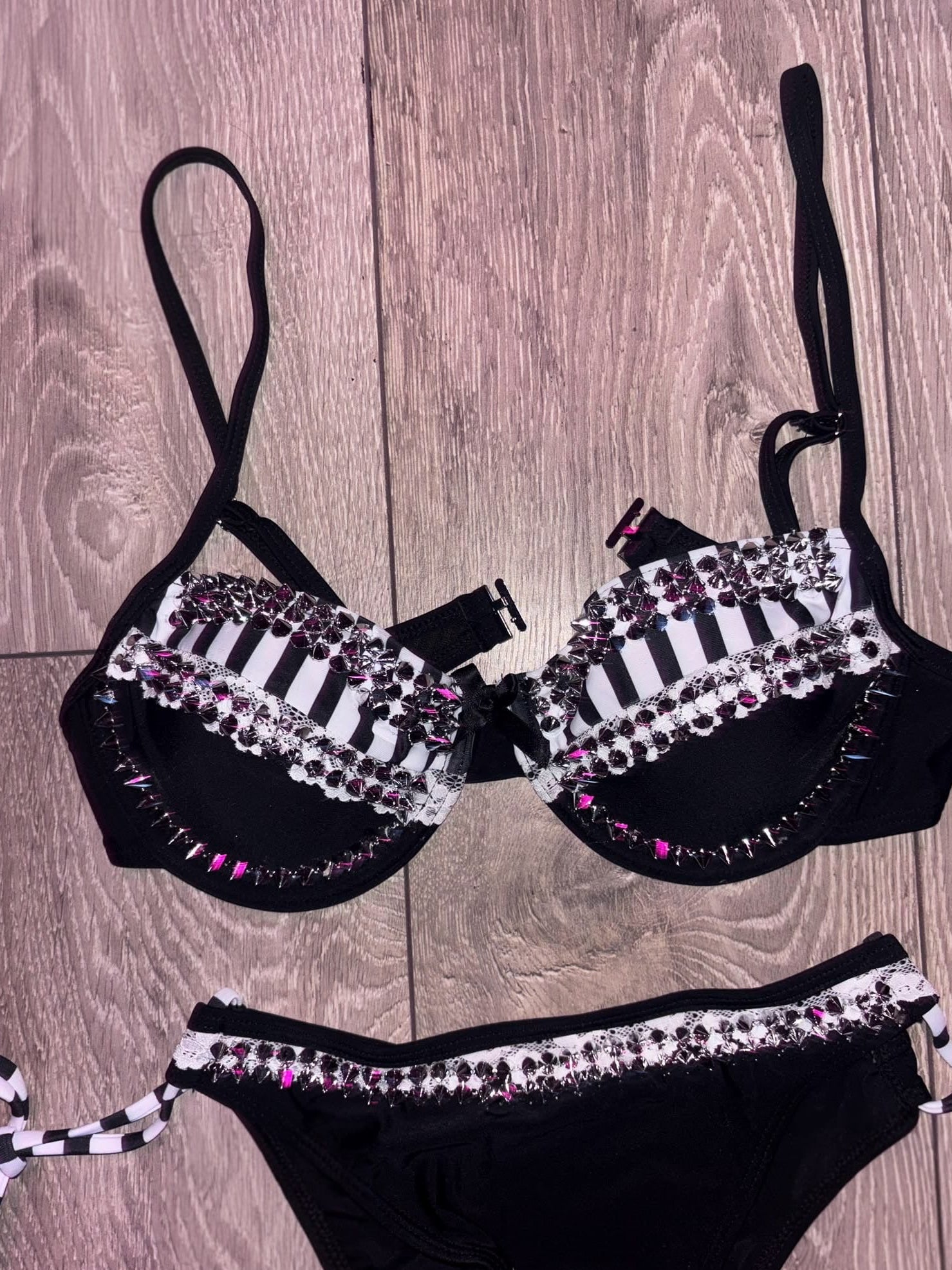 Noir Studded Bikini (no cross) underwired top and bottoms