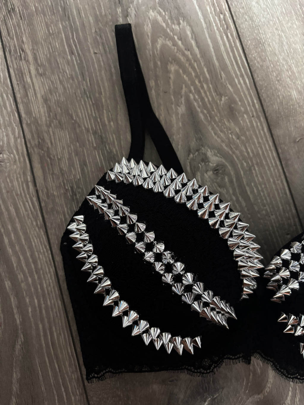 Triple Spiked black Y2K (without cross) push up bra