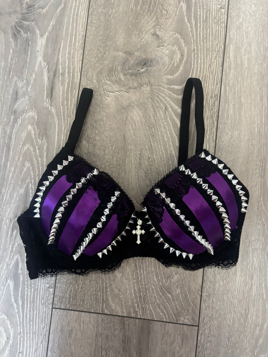 Purple Poison Spiked (with cross) Push up bra
