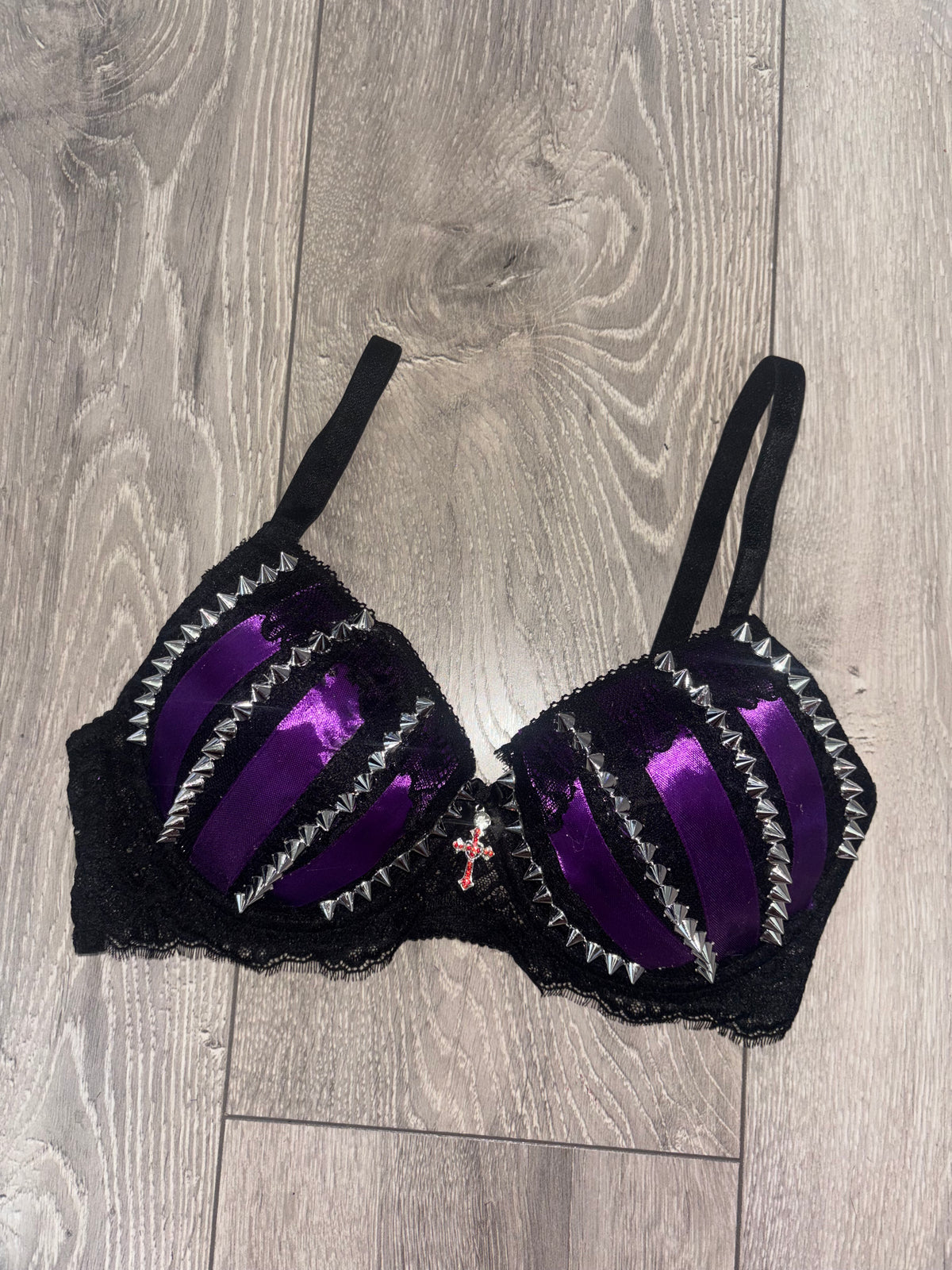 Purple Poison Spiked (with cross) Push up bra