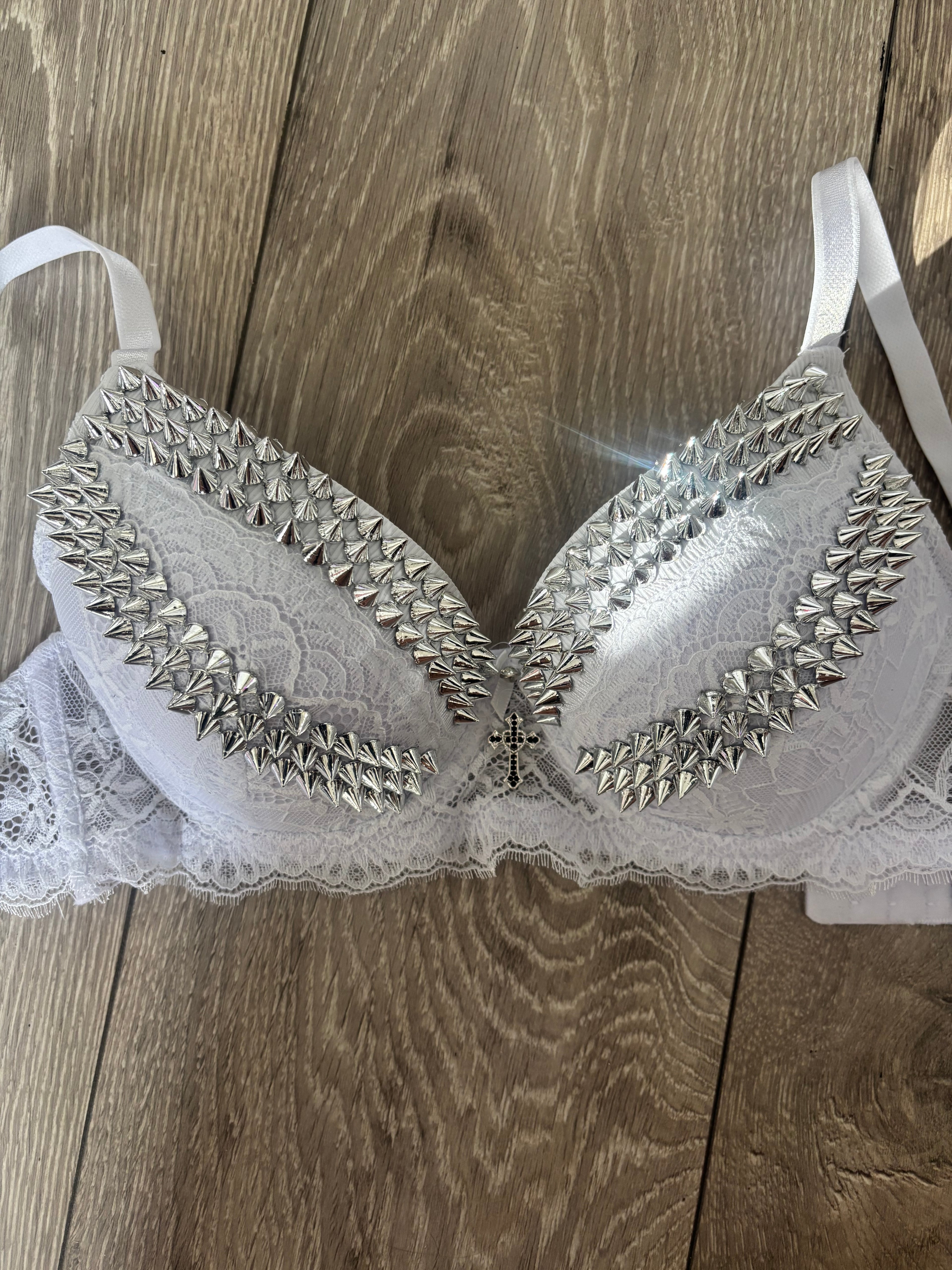 White Y2K (with cross) Spiked push up bra