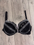 The Black Crossover Spiked (more sizes) (with cross) Push Up Bra