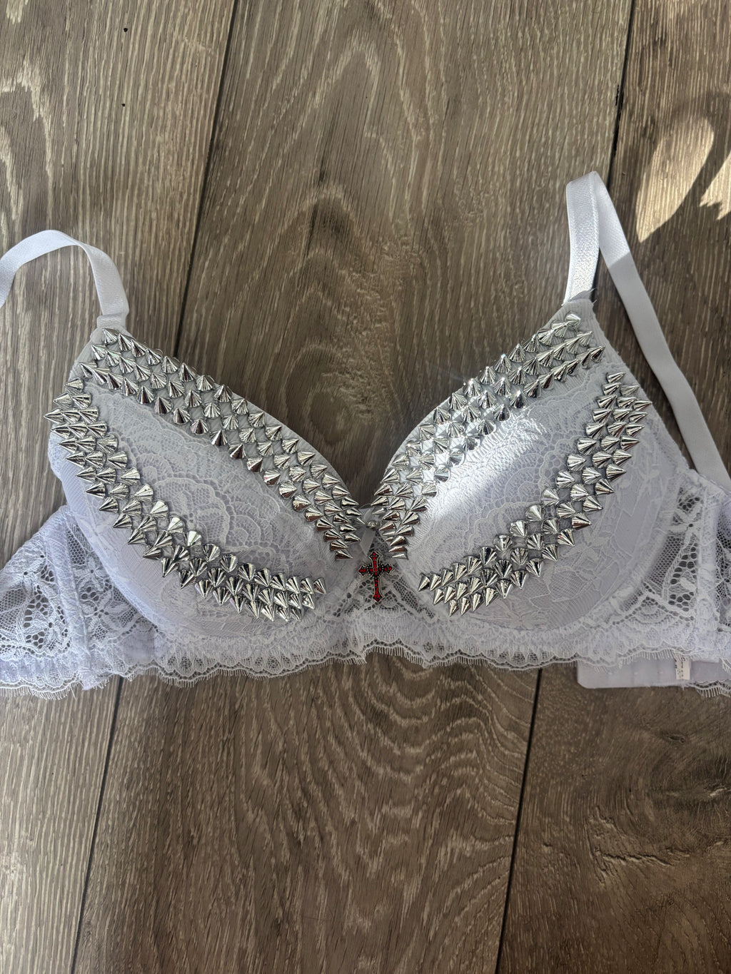 White Y2K (with cross) Spiked push up bra