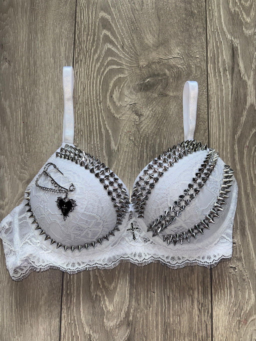 The White Swan (with cross) Spiked push up bra