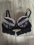 Pink Sacred Heart Spiked Y2K adjustable pin (with cross) push up bra