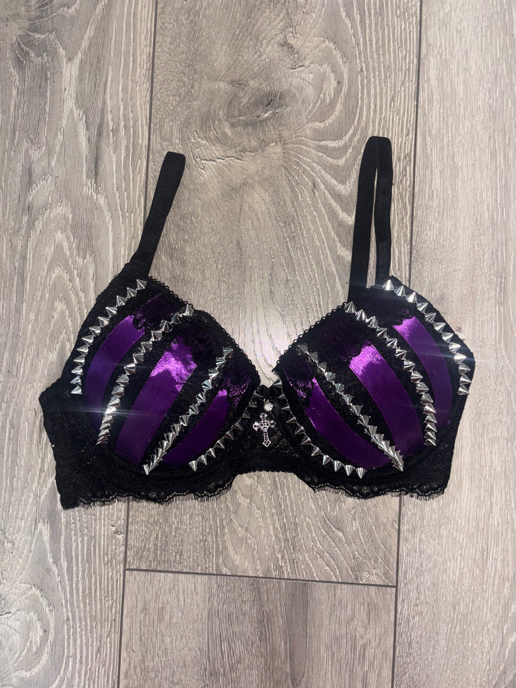 Purple Poison Spiked (with cross) Push up bra