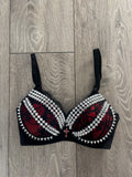 The Red Crossover (with cross) (no stars) Spiked Push Up Bra