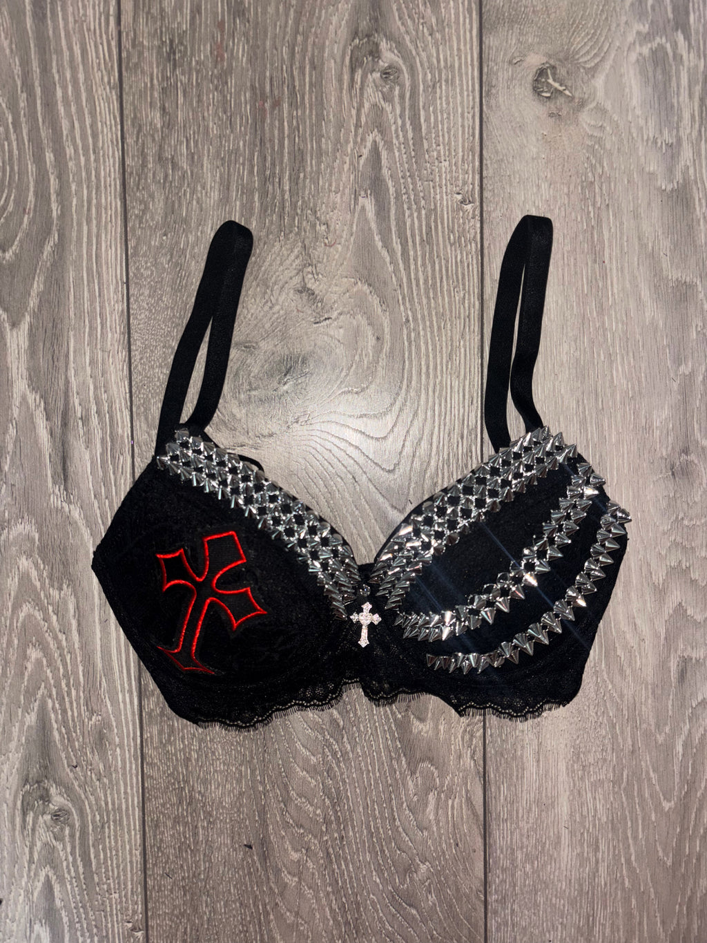 Hellbound Cross triple spiked (with cross) push up bra