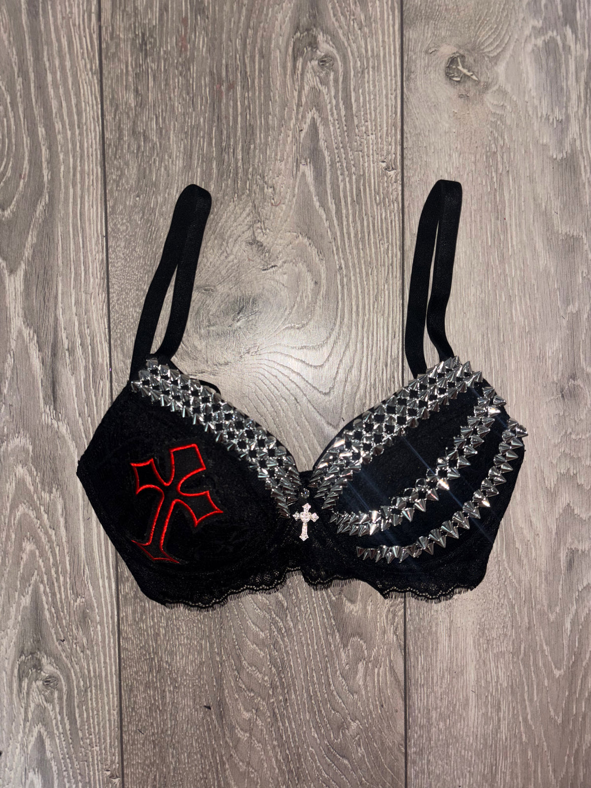 Hellbound Cross triple spiked (with cross) push up bra