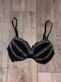 (More sizes) Triple Spiked black Y2K (without cross) push up bra