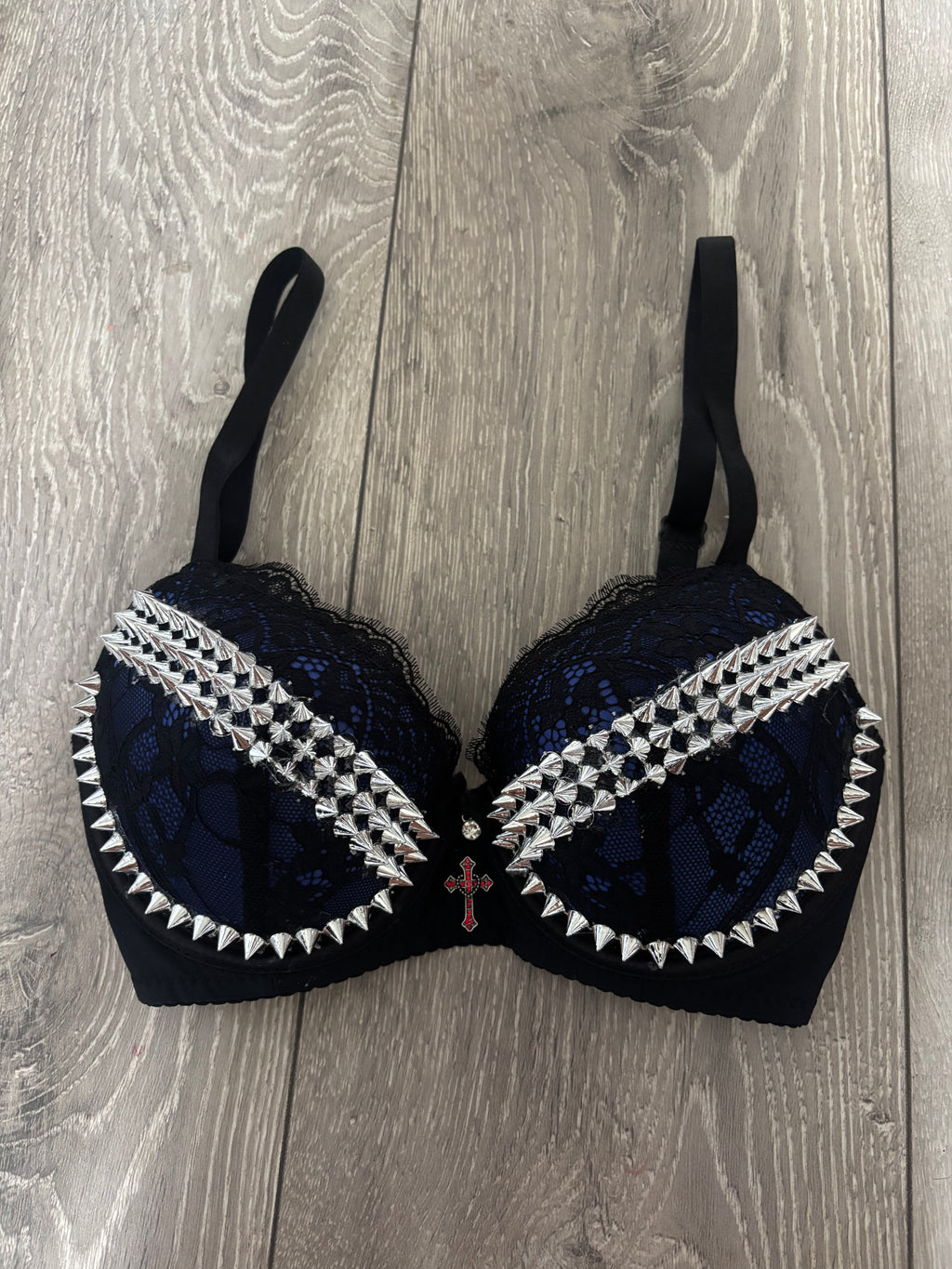 Dark Blue Y2K (with cross) Spiked push up bra