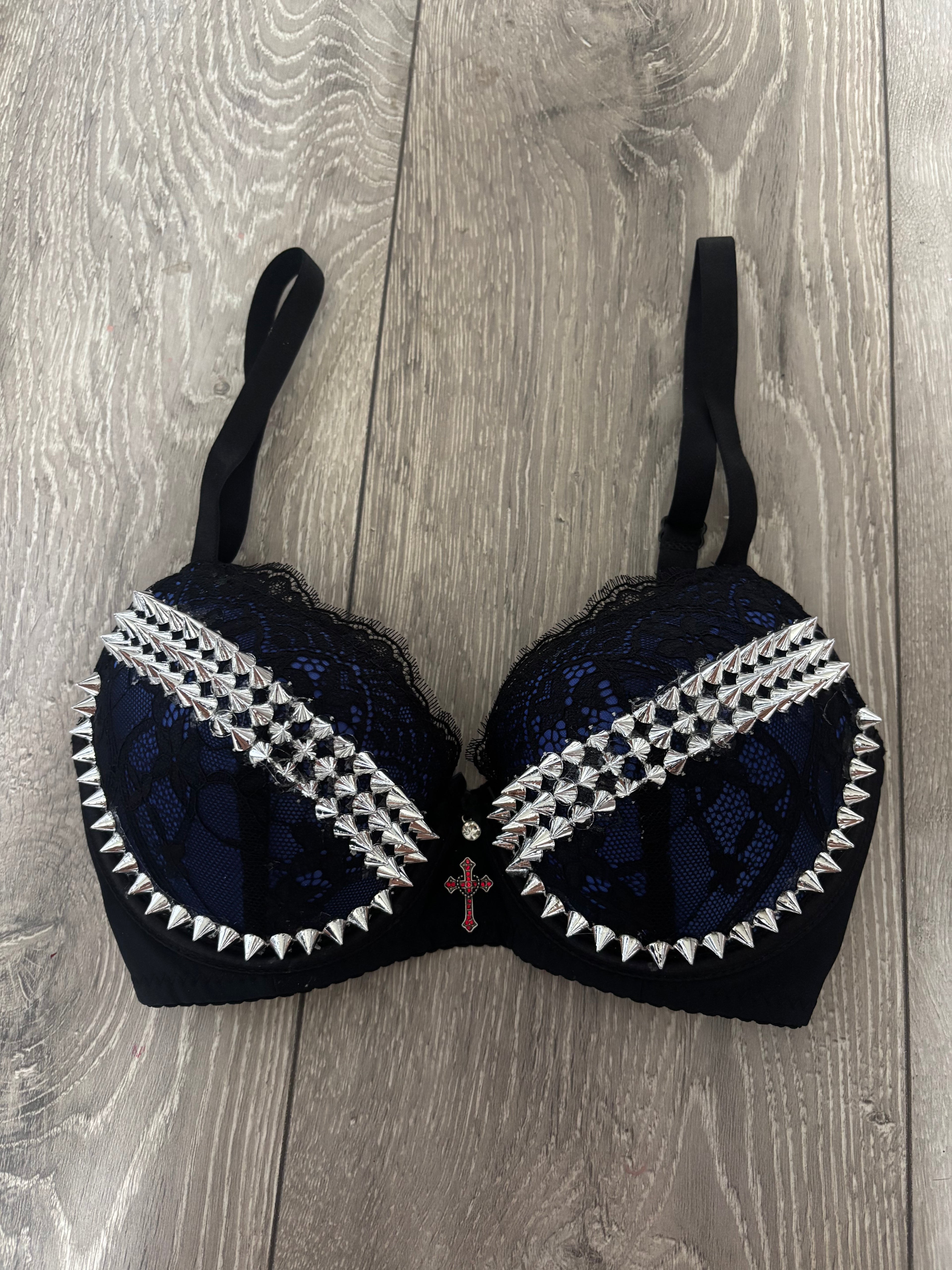 Dark Blue Y2K (with cross) Spiked push up bra