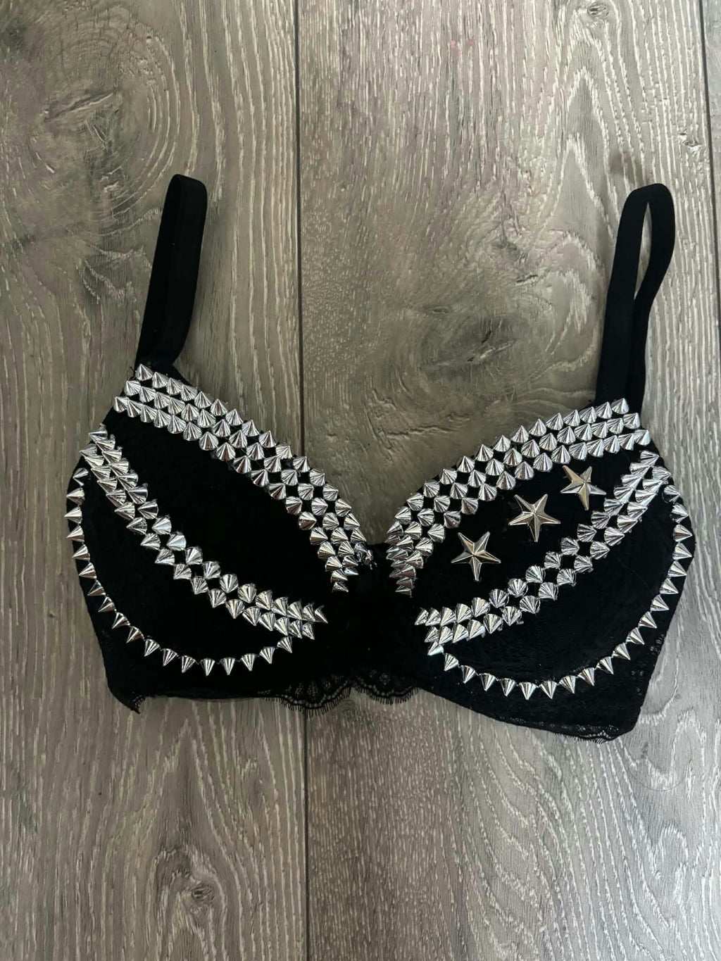 The Black Crossover Spiked (no cross) Push Up Bra