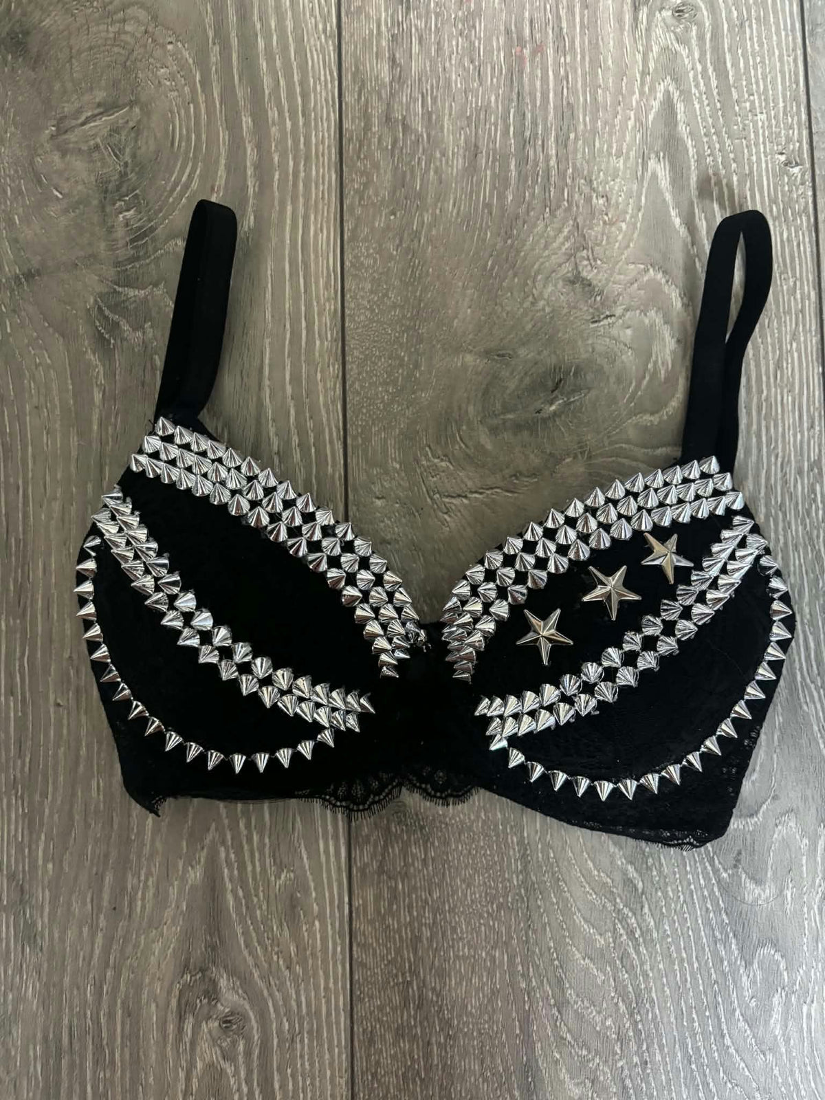 The Black Crossover Spiked (no cross) Push Up Bra