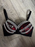 Red Skull Adjustable Pin Spiked push up bra (no cross)