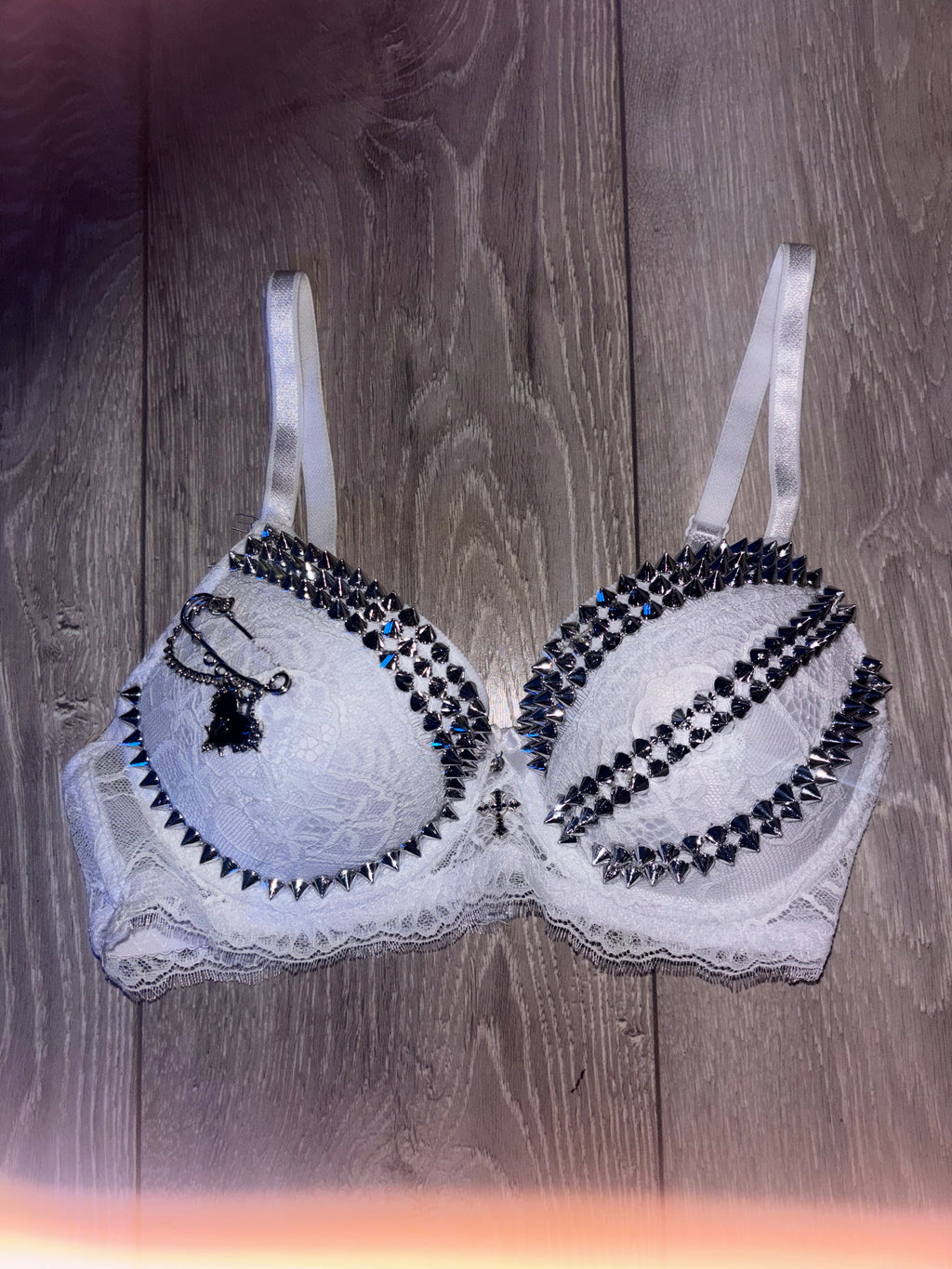 The White Swan (with cross) Spiked push up bra