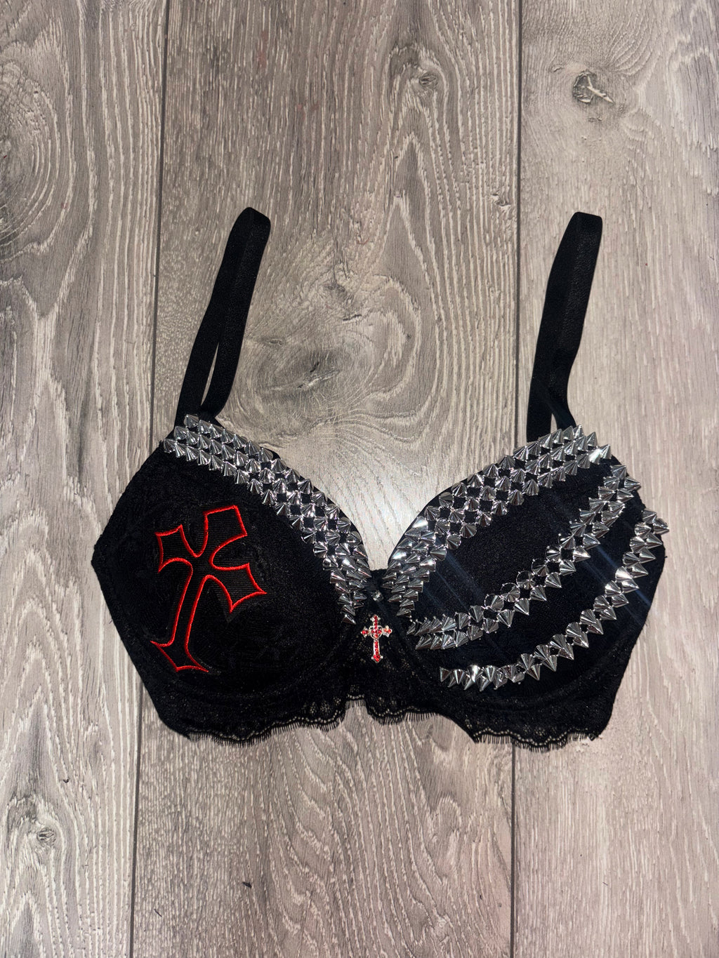 Hellbound Cross triple spiked (with cross) push up bra