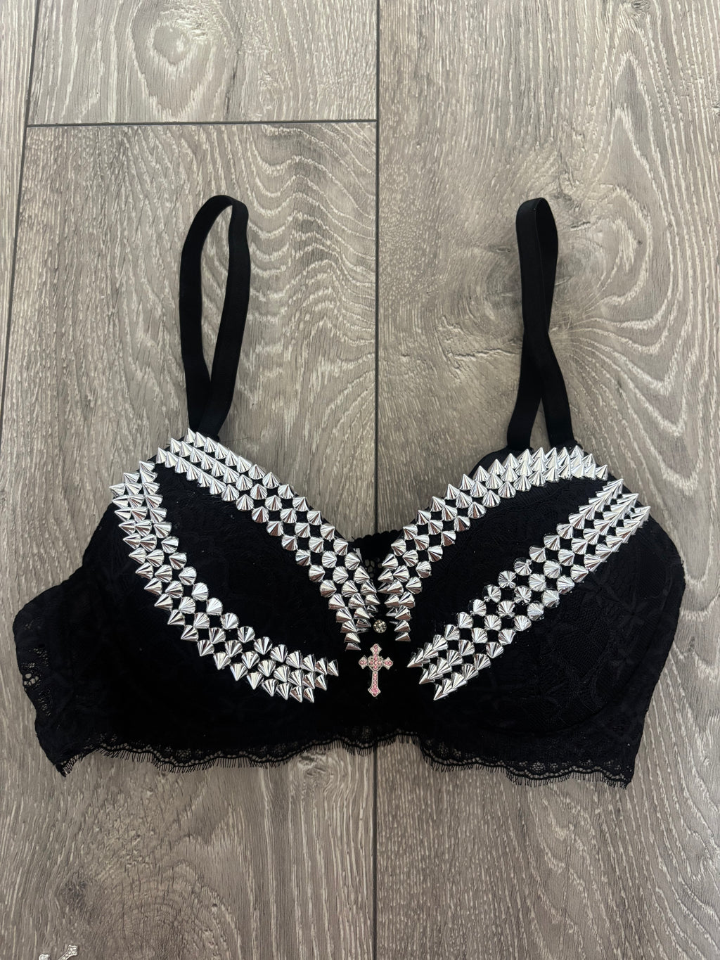 Black Y2K (with cross) Spiked push up bra