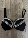 (More sizes) black Y2K (with cross) spiked push up bra