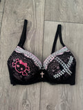 Pink Skull Crush Spiked (no mini skulls) (with cross) push up bra