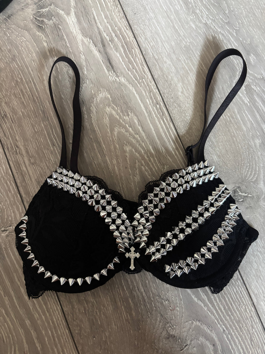 Black Viper Spiked (More sizes) (with cross) push up bra