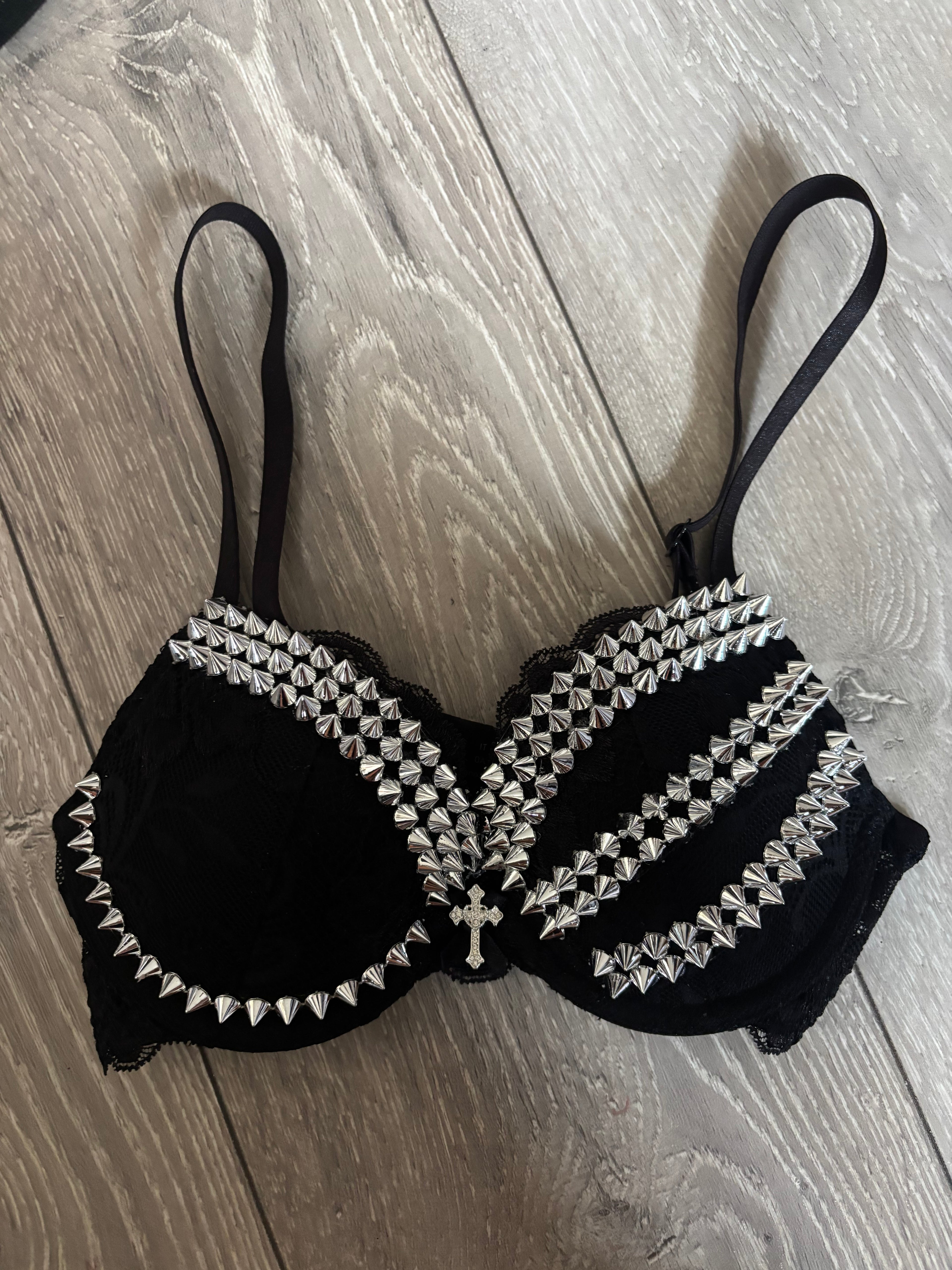 Black Viper Spiked (More sizes) (with cross) push up bra