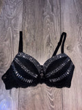 Triple Spiked black Y2K (with cross) push up bra