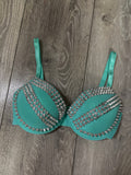 The Turquoise Crossover (no cross) (no stars) Spiked Push up Bra
