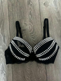 Black Bat Adjustable Pin Spiked (no cross) Push up Bra