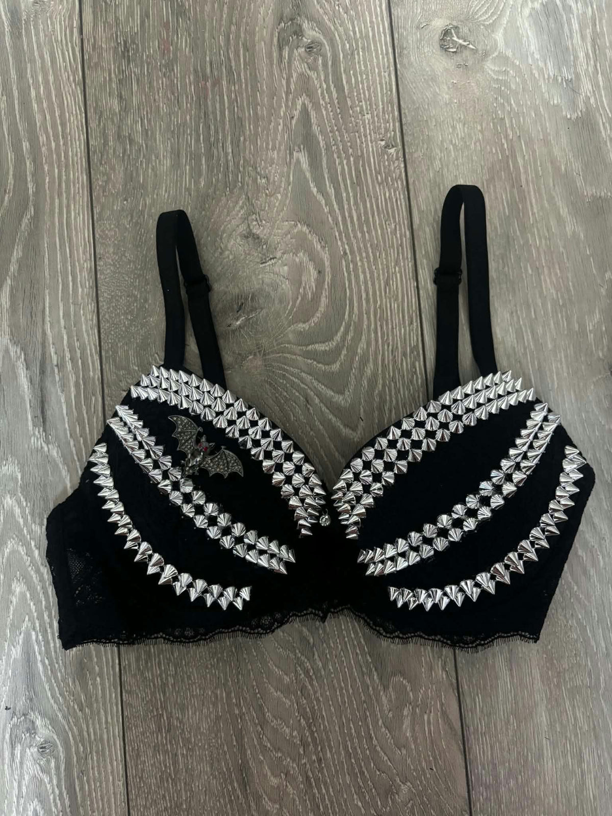 Black Bat Adjustable Pin Spiked (no cross) Push up Bra