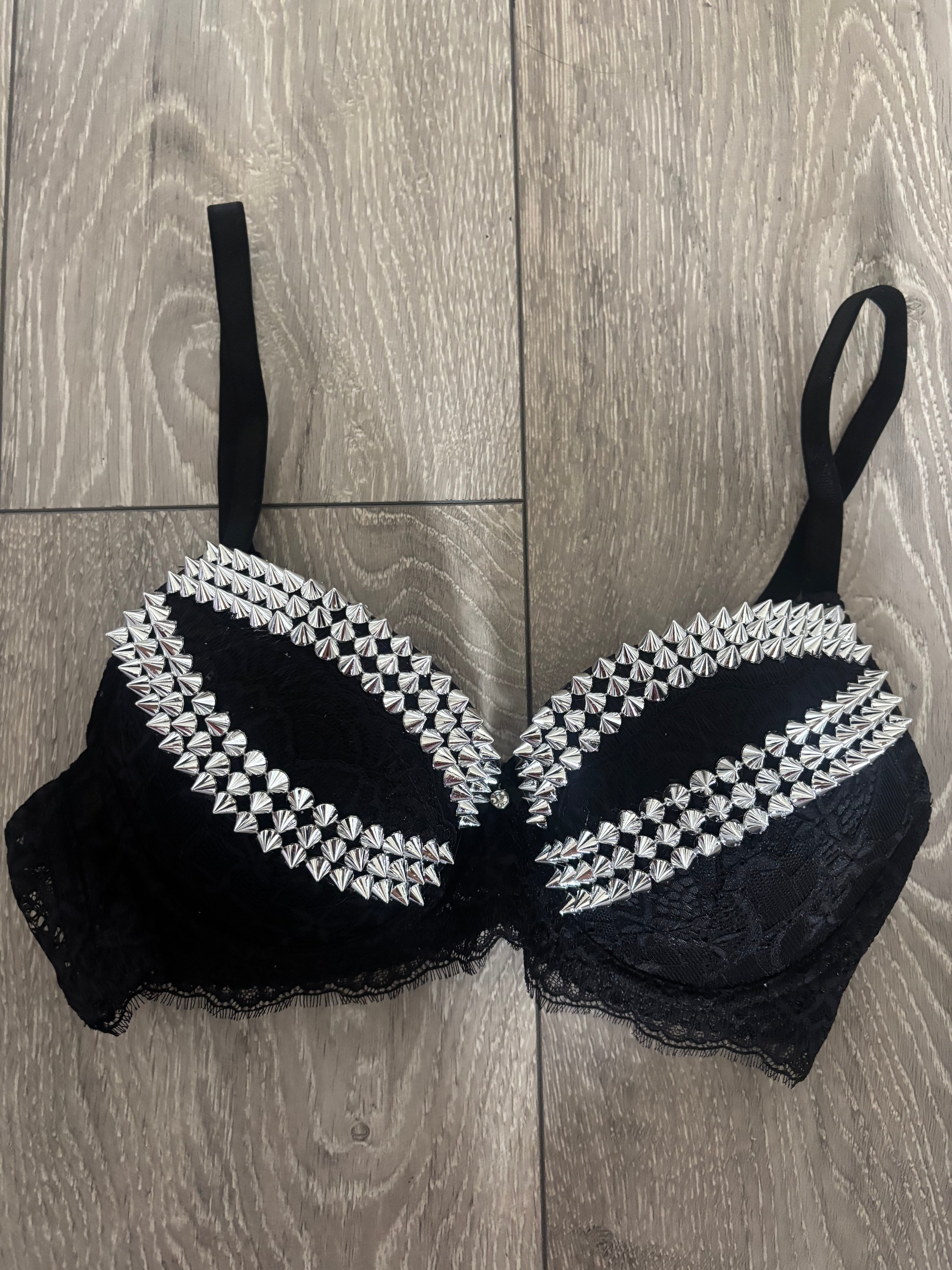 Black Y2K (no cross) Spiked push up bra