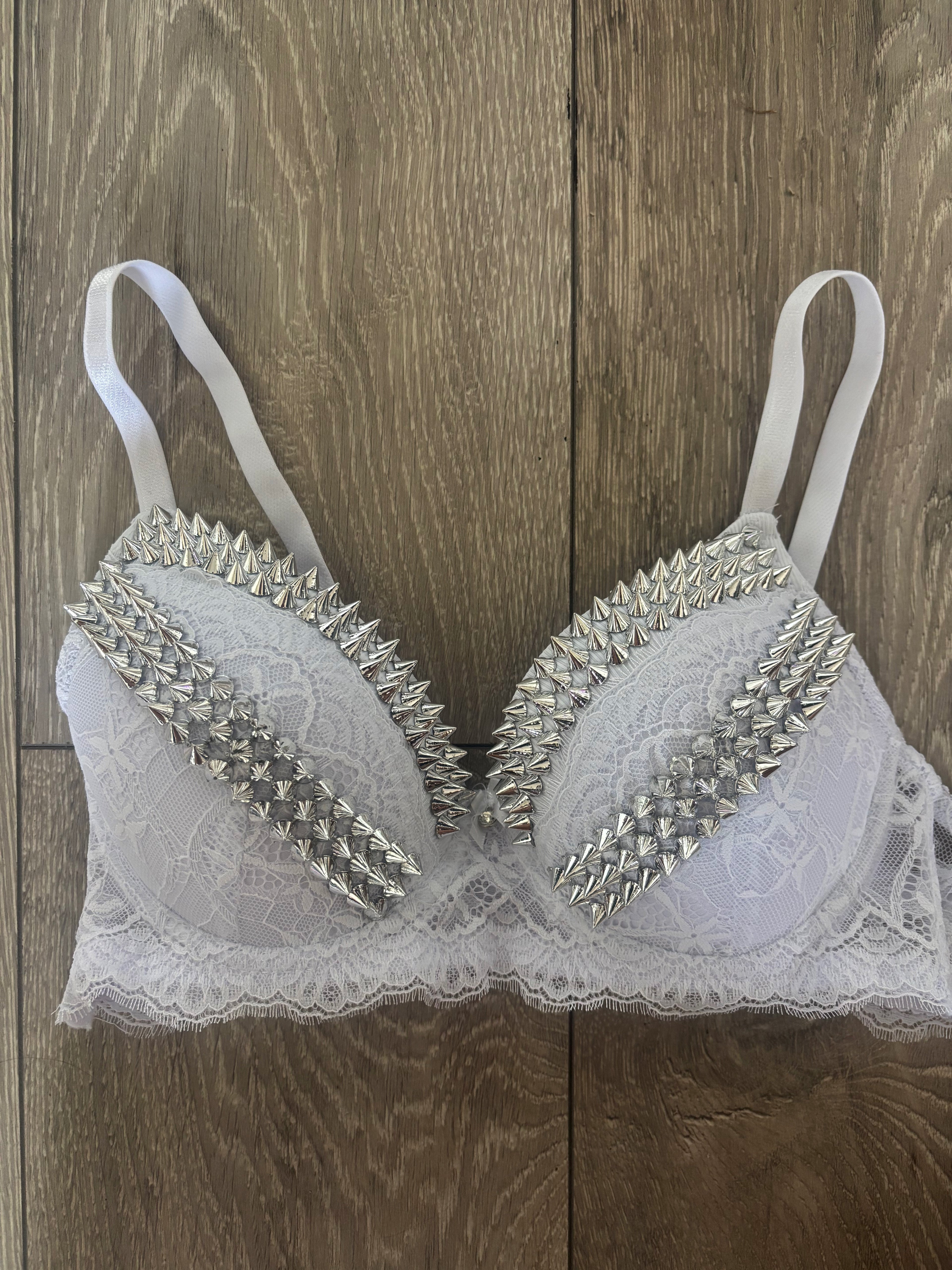 White Y2K (no cross) Spiked push up bra