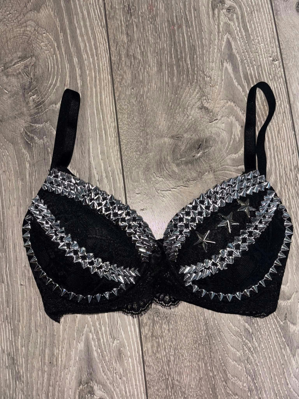 The Black Crossover Spiked (no cross) Push Up Bra