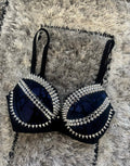 The Dark Blue Y2K Crossover  (no cross) (no stars) Spiked push up bra