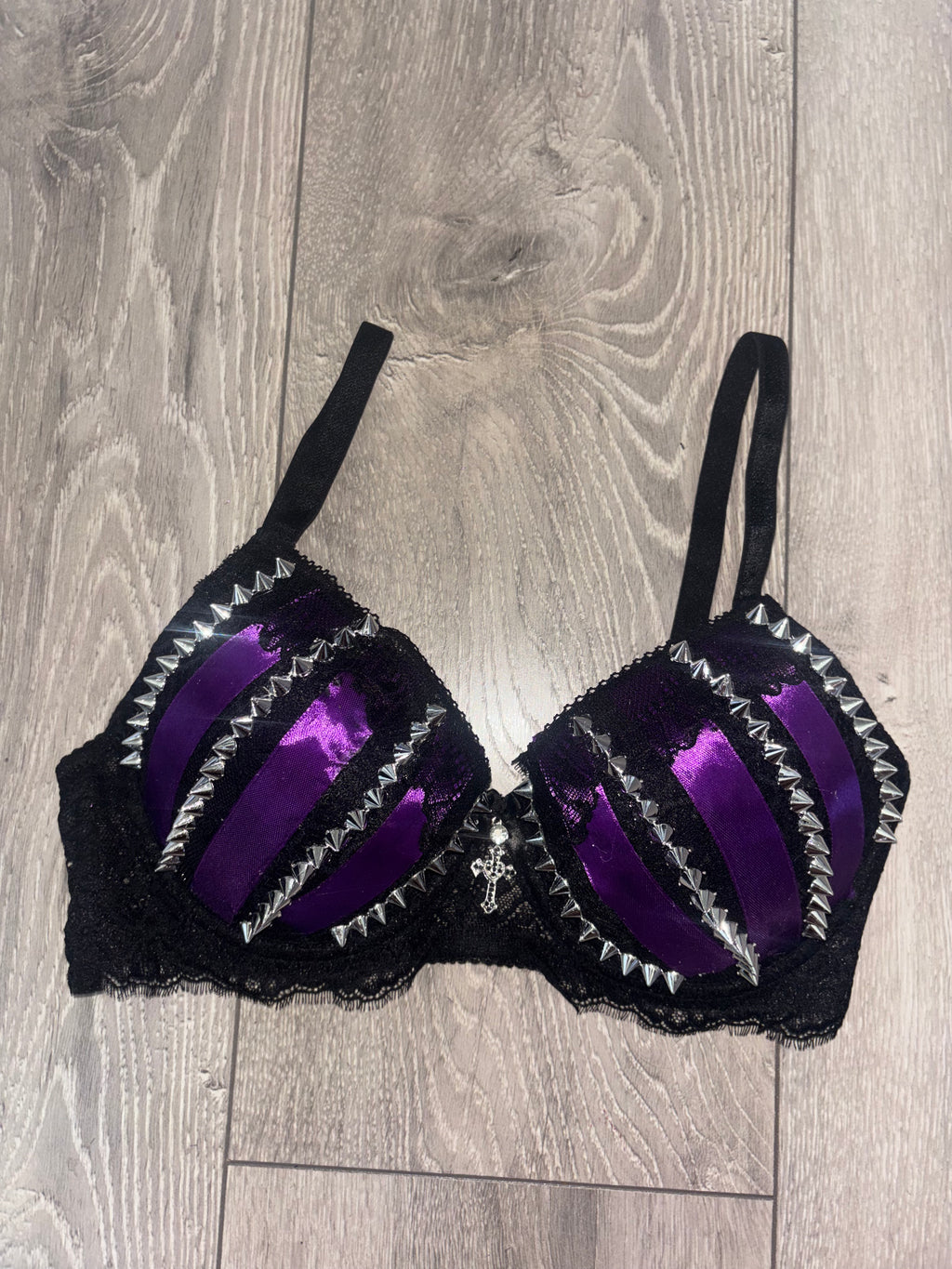 Purple Poison Spiked (with cross) Push up bra